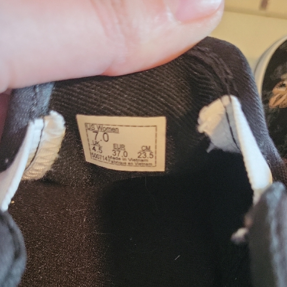 Vans Black and Pink Wine Grapes On Black Canvas Slip-On Sneakers - Picture 8 of 8